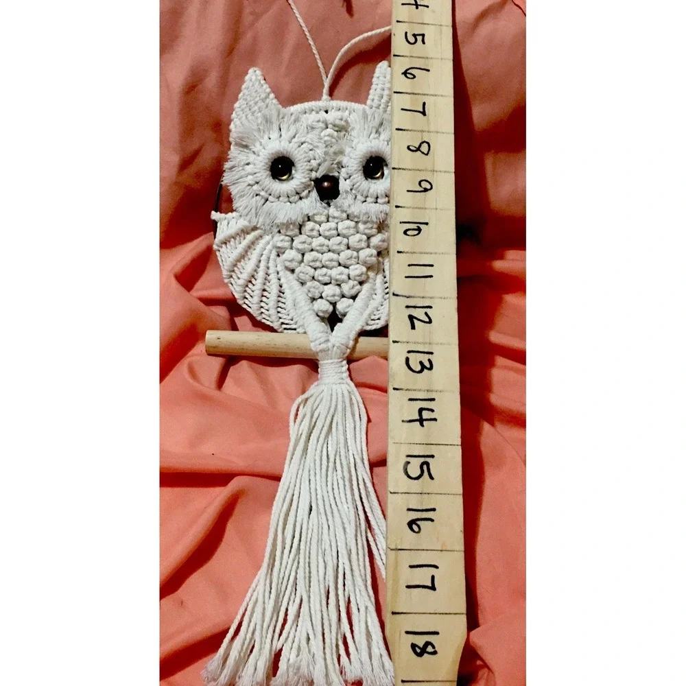 Owl Macrame Wall Hanging Handmade Woven Tapestry Boho Art Home Decor Tassel Read